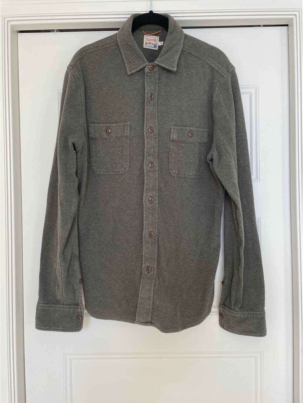 Faherty Alpine Knit Shirt Green Medium Men